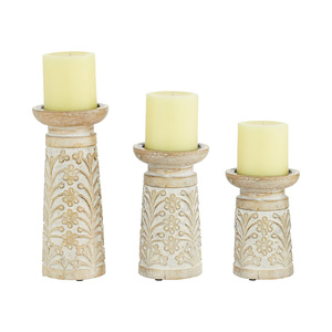 Wholesale Hand Carved <b>Wooden</b> Candle Stand Set of 3 Mango Wood Candlestick Holder Home Christmas <b>Decoration</b> <b>Cheap</b> Price - Product Image 1