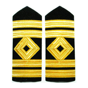 Épaulettes OEM en fil de métal rigide tressé à la française avec bandes dorées pour le personnel de pont de la Marine Commerciale - Product Image 5