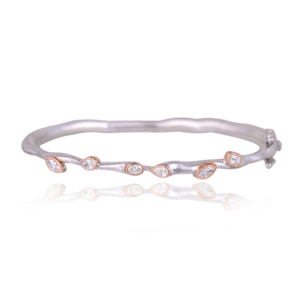Handcrafted Sterling Silver Rhodium Plated Bangles with Elegant Two Tone Jewelry Design | Perfect Gift for Women - Product Image 1