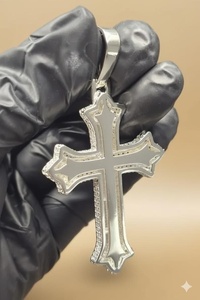 Colgante de Cruz con Diamantes Moissanite VVS, Colgante de Fe Cristiana, Joyería Religiosa, Colgante de Plata 925, Regalos de Comunicación - Product Image 6