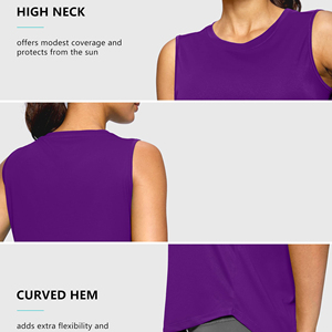 Women's <b>Purple</b> Sleeveless <b>Tank</b> <b>Top</b> Solid Color Crew Neck Knitted Casual Wear Quick Dry - Product Image 5