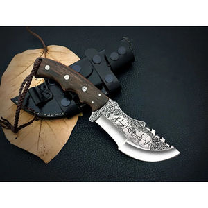Cuchillo Tracker Burraq DIY de Acero de Damasco Hecho a Mano con Espiga Completa, Mango de Madera de 10 Pulgadas, Funda de Cuero, Regalo de Aniversario OEM - Product Image 2