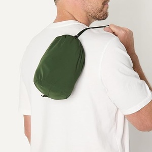 Veste coupe-vent verte pour homme, manches longues, fermeture éclair, imperméable, couleur unie, col montant, vêtement d'extérieur, longueur normale - Product Image 2