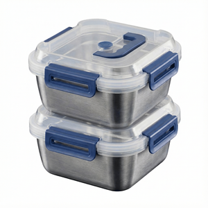 Set di Contenitori per Alimenti in Acciaio Inox Extra Large 2/4/6/8/10 Pezzi con Coperchi Blu, Design Profondo e Chiusura Ermetica per Refrigerazione - Product Image 3