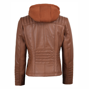 Veste en cuir pour femme, style streetwear, nouveau design, veste en cuir véritable, couleur unie, veste en cuir pour femme à prix avantageux - Product Image 2