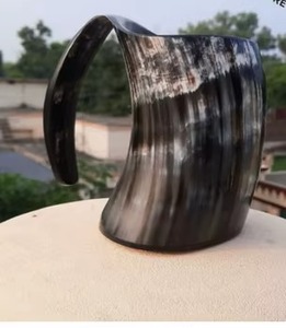 Corne à boire Viking en matériau organique de haute qualité avec bordure en laiton, faite à la main, écologique, cadeau de Noël - Prix bas - Product Image 2