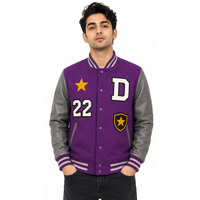 Blouson universitaire d'hiver grande taille pour homme, coupe-vent respirant avec logo personnalisé, col montant et fermeture boutonnée, vêtement d'extérieur décontracté