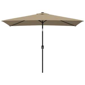 Grand parasol de jardin inclinable en polyester taupe de qualité supérieure avec base - Product Image 2