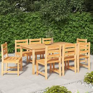 Conjunto de Comedor de Jardín de Madera Maciza de Teca Marrón de 9 Piezas, Duradero, Versátil y Elegante - Product Image 1