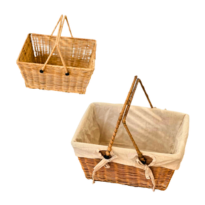 Cesta de Almacenamiento de Mimbre Ecológica con Forro de Metal, Soporte Metálico, Multifuncional, Forma Rectangular, para Regalos, Decoración del Hogar, Vietnam - Product Image 1