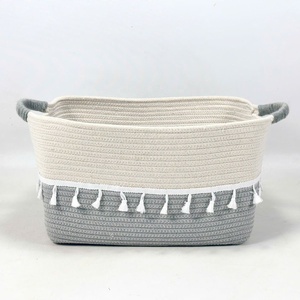 Wholesaler New Design 100% Eco-friendly Foldable Cotton Storage Baskets new cotton basket with handles for home decor - Product Image 1