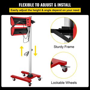 Lampada a infrarossi da 2000W per polimerizzazione vernici, asciugatrice a onde corte per carrozzeria auto, supporto per asciugatura vernici auto - Product Image 6