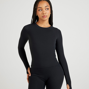 Camiseta Deportiva de Manga Larga para Mujer, Cuello Redondo, Ajustada, para Gimnasio, Fitness, Running, Yoga - Product Image 4