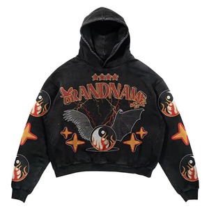 Sweat à capuche unisexe surdimensionné de haute qualité, imprimé sur mesure, en coton 100% délavé à l'acide, pour hommes, style streetwear - Product Image 1