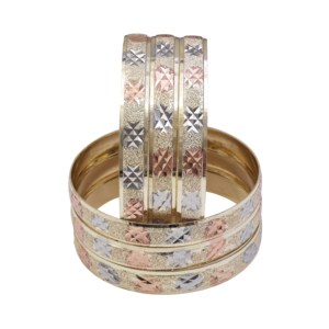 Wholesale Mix Design 3 Tone Gold Plated Textured Design 10MM <b>Bangles</b> <b>Set</b> Traditional Multi-Tone <b>Bangle</b> Tri color Fashion <b>Bangles</b> - Product Image 6