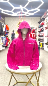 Nouveau sweat-shirt à capuche zippé unisexe décontracté en molleton 100 % coton, coupe oversize, manches ornées de strass, tricoté, écologique, style automne - Product Image 1