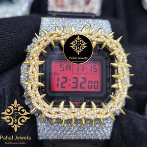 Montre numérique pour homme Pahal Jewels en or avec diamants, style hip-hop, rétroéclairage LED, alarme, chronographe, boîtier carré de 40 mm, bracelet en acier inoxydable - Product Image 1