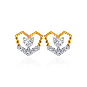 Pendientes de Diamantes con Corte de Corazón Eternal Embrace, Oro Amarillo, para Mujer, Uso Diario Romántico - Product Image 1