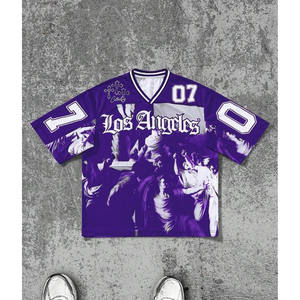 เสื้อเจอร์ซีย์ตาข่ายกราฟิก OEM ทรงโอเวอร์ไซส์ สไตล์สตรีทแวร์ เสื้อกีฬาฤดูร้อน ผู้ผลิตขายส่ง - Product Image 1