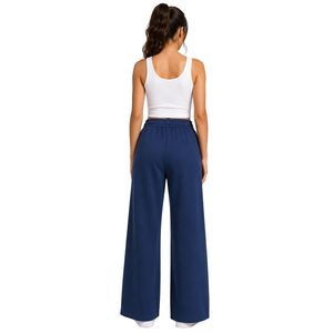 <b>Navy</b> <b>Blue</b> <b>Wide</b> <b>Leg</b> Sweatpants Women Elastic Waist Loose Fit Casual Cotton Fleece <b>Trousers</b> Oversized Lounge Pants Streetwear - Product Image 2