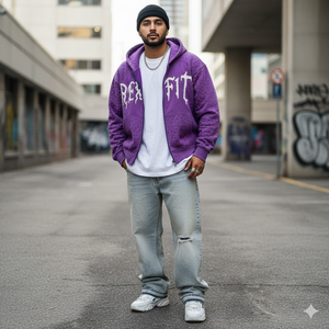 Sweats à capuche personnalisés avec fermeture éclair, 100 % coton molletonné, broderie 3D, strass, respirants, streetwear d'hiver, faible MOQ - Product Image 3