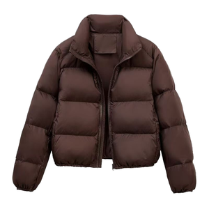 <b>Women's</b> Autumn Knitted <b>Crop</b> <b>Puffer</b> <b>Jacket</b> Stand Collar Custom Logo Bulk Supply - Product Image 4