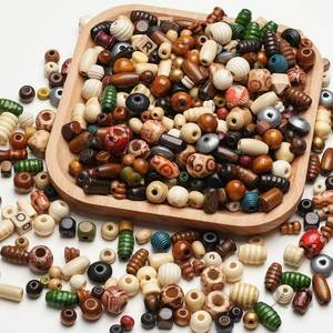 Perles en bois naturel de style antique, formes rondes et carrées assorties, pour la création de bijoux DIY, perles en vrac - Product Image 5
