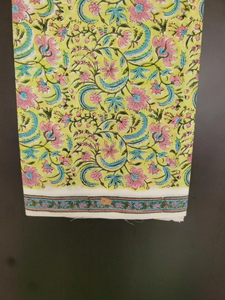 Tela de algodón con estampado floral a mano, suave y ligera, material para confección de vestidos, tela india con estampado a bloques, tela para hacer vestidos - Product Image 6