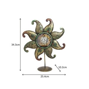 เชิงเทียนรูปดอกทานตะวันทำมือจากเหล็ก ตกแต่งบ้านด้วยโลหะ ขนาด 13.5 นิ้ว - Product Image 4
