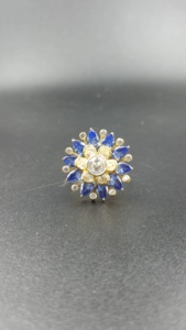 Anillo de cóctel de lujo chapado en rodio de plata 925 ajustable con flor rosa y roja para compromiso y boda |   Proveedor de Joyería de Moda India | - Product Image 1