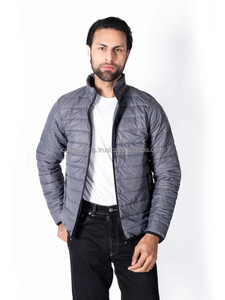 Chaqueta acolchada de plumón para hombre, personalizada, con cuello alto, cremallera, abrigo de invierno, grosor estándar, cortavientos, transpirable, bajo cuello frontal - Product Image 3