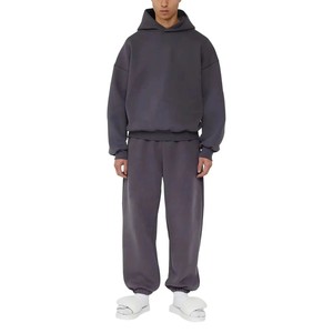 Custom Drop Shoulder Men's Tracksuit Baggy Jogger Sweat suits Blank Jogging Heavyweight Hoodie and <b>Sweatpants</b> <b>Set</b> - Product Image 6