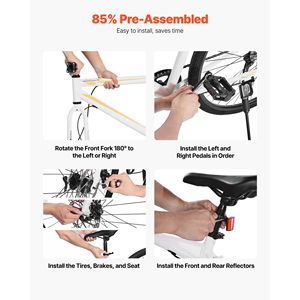 Bicicleta Híbrida Ligera con Cuadro de Aluminio, Ruedas 700c, Bicicleta Urbana para Hombres y Mujeres Adultos - Product Image 6