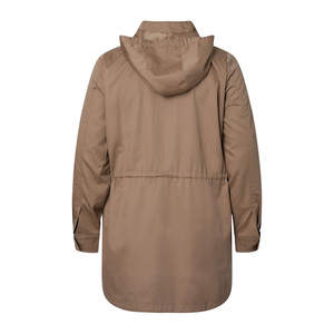 Chaqueta Parka con Capucha para Mujer, Manga Larga, Color Sólido, Impermeable, Tejido de Poliéster, para Otoño, Cierre con Botones, Largo Regular - Product Image 5