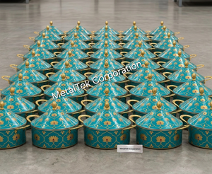 Casserole de luxe en acier inoxydable émaillé à double paroi, imprimé cachemire, pour service, ustensile de cuisine de haute qualité - Product Image 6