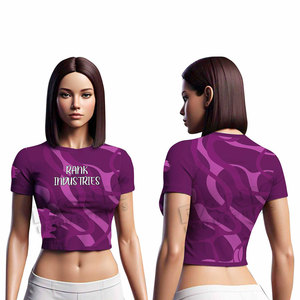Conjunto Casual de Verano, Transpirable, Camiseta Corta para Mujer, Nueva Camiseta Corta Moderna para Mujer - Product Image 3