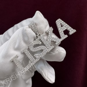 925 Silver Handmade VVS Moissanite <b>Custom</b> <b>Name</b> Pendant Iced Out Personalized Alphabet Letter <b>Necklace</b> Hip Hop Jewelry Gift - Product Image 6
