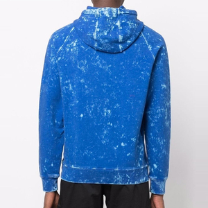 Sudadera con Capucha Azul para Hombre, Lavado Ácido, Manga Raglán, Corte Regular, Informal, para Otoño, Tejido de Felpa Francesa, 100% Algodón - Product Image 5