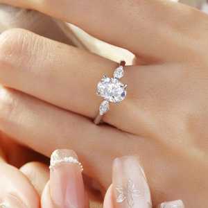 Precioso Anillo de Tres Piedras de Moissanita con Corte Oval y Marquise de 1 Quilate para Mujer, Plata de Ley 925, Regalo de Boda para Novia - Product Image 3
