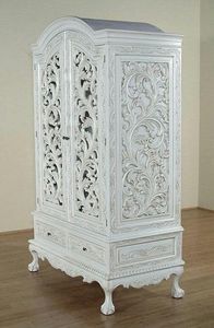 Luxury Handcrafted Solid Wood 2 Door <b>Wardrobe</b> Ornate Leaf Scroll Carving Shabby Chic White Armoire - Product Image 6