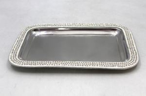 Plateau de service rectangulaire en métal de luxe avec poignées, plateau décoratif vintage doré pour la décoration de la maison - Product Image 6