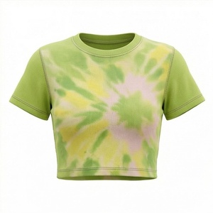 Breathable Women Customized Crop Top Design <b>Tie</b> Dye Athletic Streetwear Workout Gym Yoga Athleisure Clothing Apparel Gear - Product Image 1