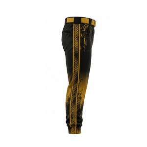 Pantalones de Béisbol Sublimados para Hombre, Corte Ajustado, Absorción de Humedad, Degradado Negro Dorado con Bolsillos, Nombre y Número del Equipo Personalizados - Product Image 5