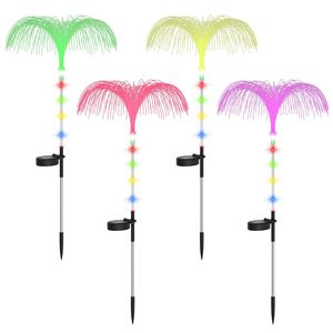 Set di 4 Luci Solari da Giardino IP44 Impermeabili, Lampade Notturne a Forma di Medusa con 7 Colori Cangianti, Alimentate dalla Luce Solare - Product Image 1