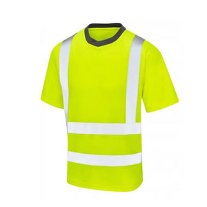 Camiseta de Seguridad Reflectante Naranja de Punto Sólido para Hombre, Cuello en V, Manga Corta, Transpirable, Informal de Verano, 100% Poliéster - Product Image 2