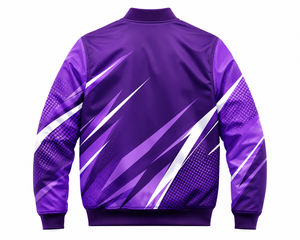Blouson Bomber Homme Personnalisé Hiver Violet Uni Entièrement Zippé Léger en Polyester Style Universitaire Décontracté Streetwear Tenue d'Équipe OEM ODM - Product Image 3