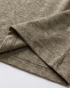 Men's Short Sleeve V Neck Solid Gray 100% Cotton Casual T-Shirt Regular Fit Breathable 180g Jersey Knitted Plain Dyed - Product Image 4