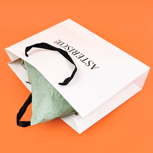 Bolsas de Compras Reciclables de Papel con Asa de Listón, Diseño Personalizado Gratuito, Logotipo de Banda, Embalaje de Ropa, Regalo, Tamaño Grande, Elegantes - Product Image 2