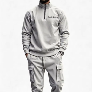 Top Selling Custom Men Tracksuit OEM ODM Top Quality Custom Logo Winter Fleece Tracksuit Heavyweight Solid <b>Colour</b> Two Piece <b>Set</b> - Product Image 1