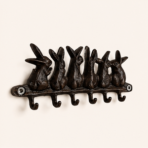 Elegante Perchero de Pared de Hierro Fundido con Forma de Conejo y 6 Ganchos, Soporte Decorativo Vintage para Llaves, Organizador para la Entrada del Hogar - Product Image 5